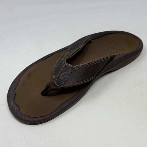 Olukai Ohana Sandals Flip Flops Mens 10 Brown Thong Comfort Casual Beach Preppy - Picture 7 of 15
